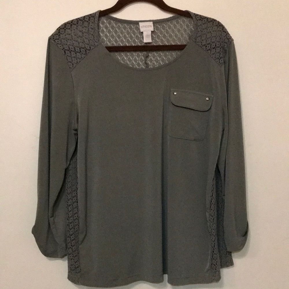 Chico’s military green blouse